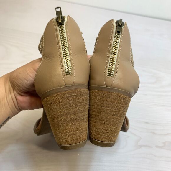 Sundance Demeter Hillside Woven Leather Heeled Sandals Taupe Women's 12/42 - Picture 4 of 9